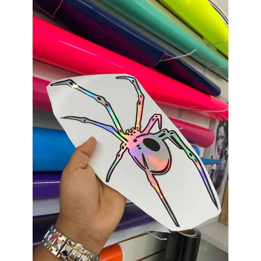 1 unidade Adesivo aranha com 25cm holografico, cores em Oferta na Shopee