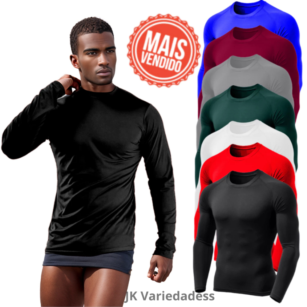 Kit 2 Camisa Térmica Proteção Uv 50+ Segunda Pele Blusa Malha Fria Unissex Academia Manga Longa