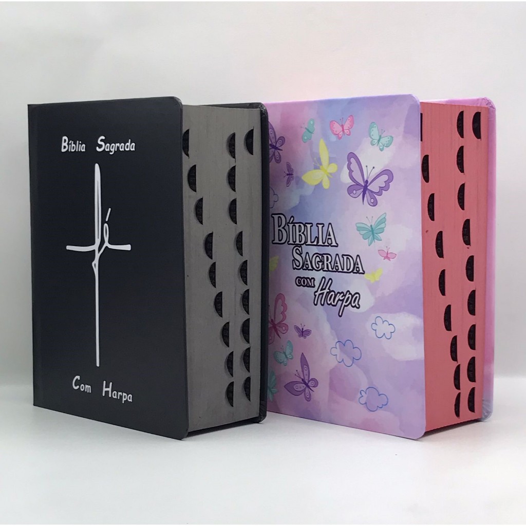 Kit 2 Bíblias Sagrada Com Harpa Tamanho Médio Palavra de Deus em Azul e Palavra de Jesus em vermelho em Oferta na Shopee