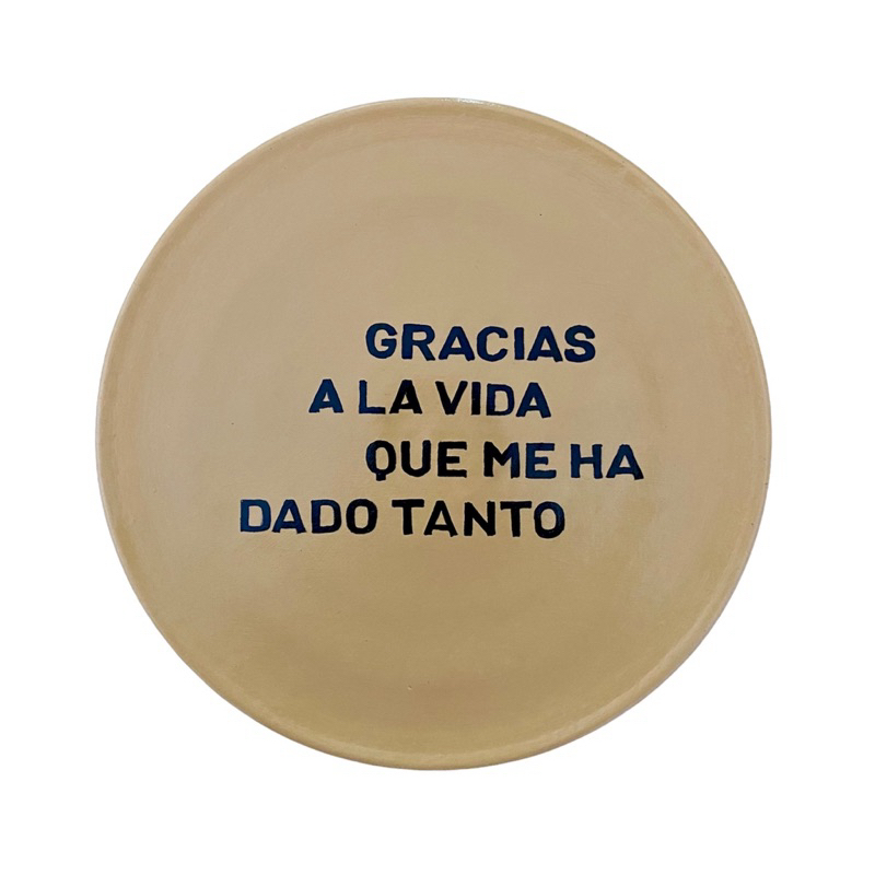 Prato Decorativo Gracias a La Vida Bege com Suporte para Parede em Oferta na Shopee