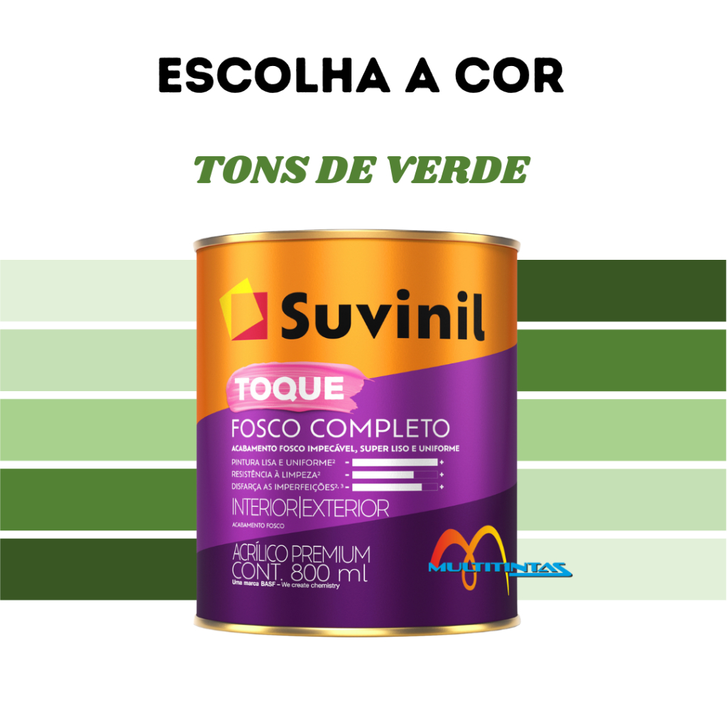 Tinta Acrílica Fosco 800ml Tons De Verde Toque Fosco Completo Parede Suvinil em Oferta na Shopee