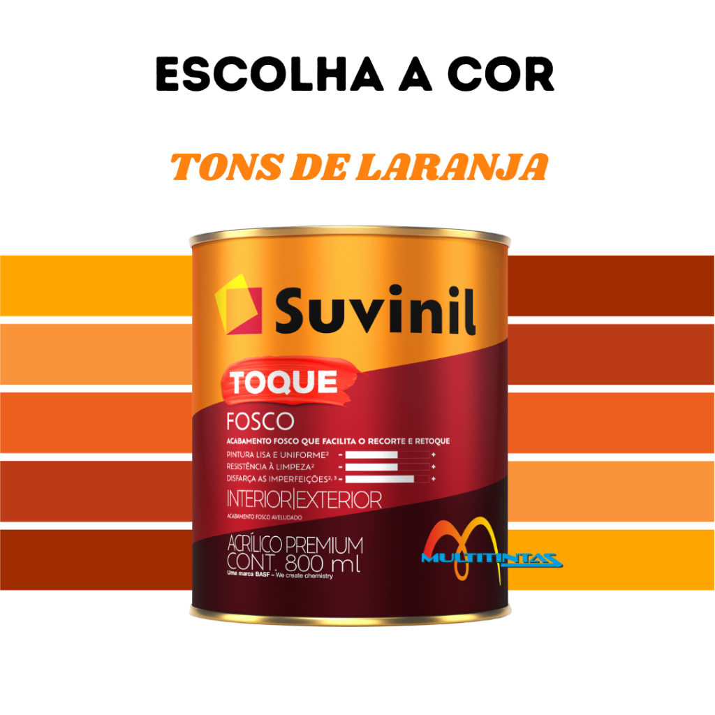 Tinta Acrílica Fosco 800ml Tons De Laranja Parede Toque Fosco Suvinil em Oferta na Shopee