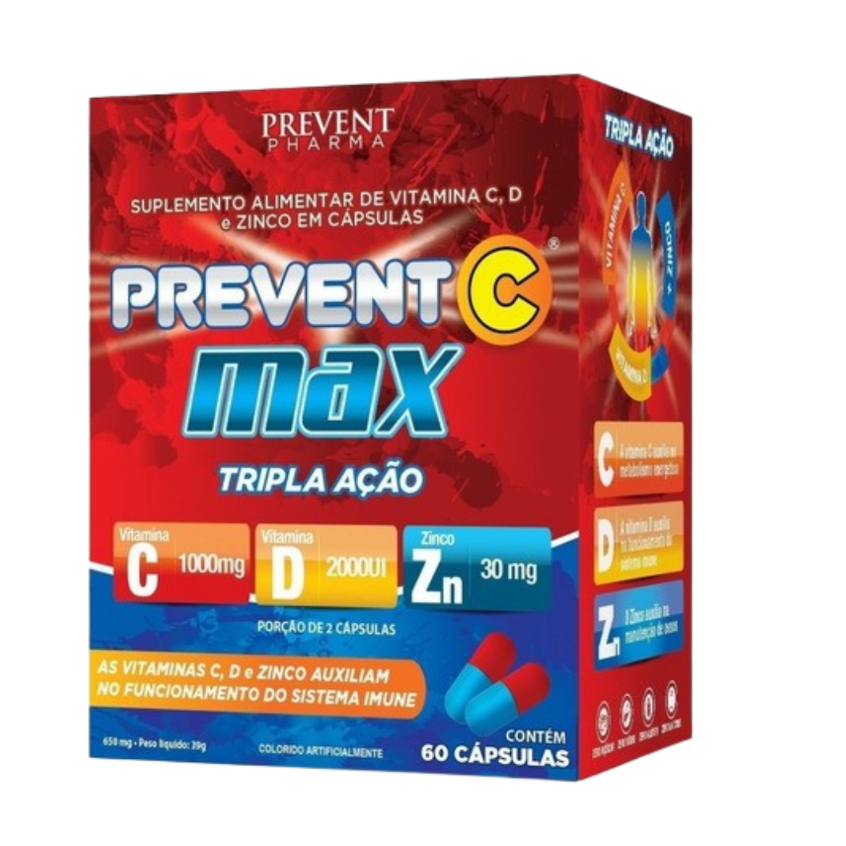 Prevent Max Tripla Acao Vitamina C D E Zinco - 60 Caps — imagem 2 de 2