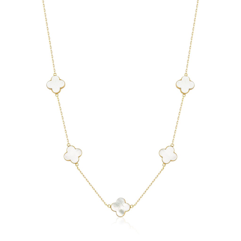 Colar  de Ouro 18k Trevos e 44cm