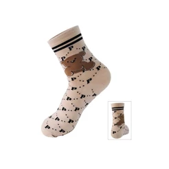 12 pares de meias femininas de cano médio com desenhos de letras