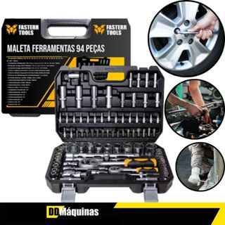 Jogo de Soquetes Encaixe 1/4-1/2 com 94 peças + Maleta - Fasterr em Oferta na Shopee