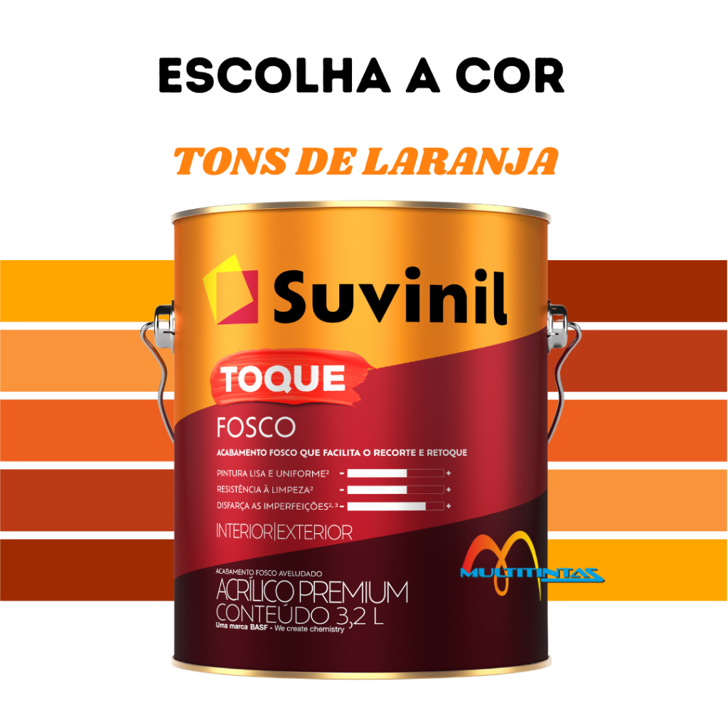 Tinta Acrílica Fosco 3,2l Tons de Laranja Parede Toque Fosco Suvinil em Oferta na Shopee