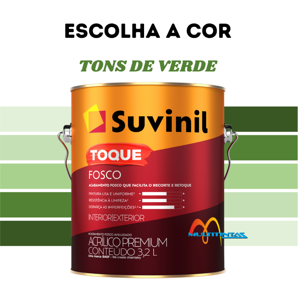 Tinta Acrílica Fosco 3,2l Tons De Verde Parede Toque Fosco Suvinil - Home & Living