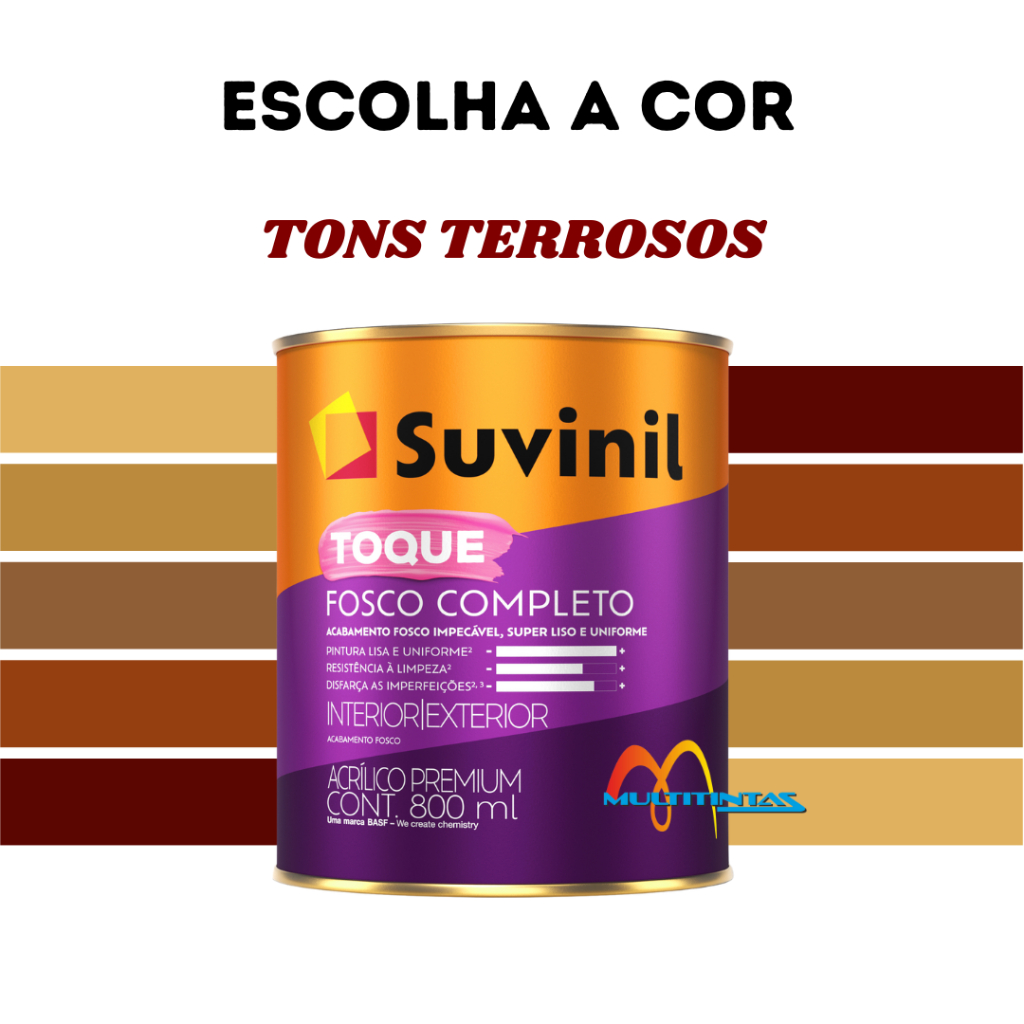 Tinta Acrílica Fosco 800ml Tons Terrosos Toque Fosco Completo Parede Suvinil em Oferta na Shopee