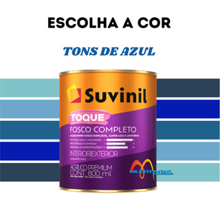 Tinta Acrílica Fosco 800ml Tons De Azul Toque Fosco Completo Parede Suvinil em Oferta na Shopee