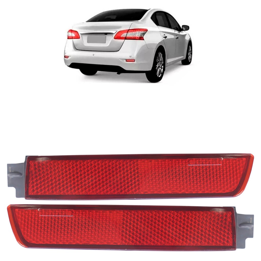 Par Refletor Parachoque Traseiro Sentra 2014 2015 2016 2017 2018 Rubi Lente Acrilico - Spare Parts and Accessories for Vehicles