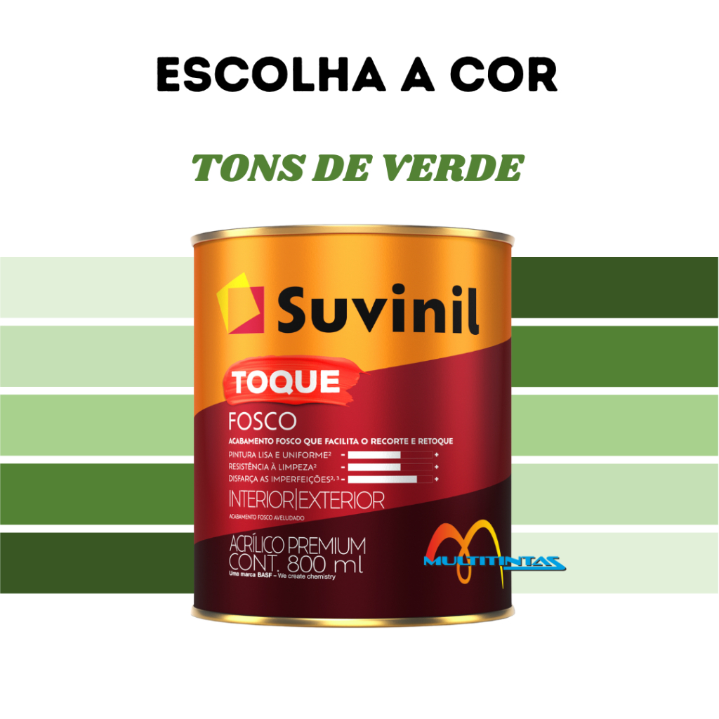 Tinta Acrílica Fosco 800ml Tons De Verde Parede Toque Fosco Suvinil - Home & Living