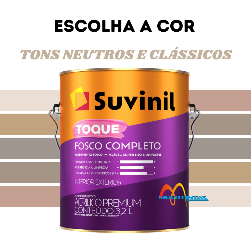 Tinta Acrílica Fosco 3,2l Tons Neutros e Clássicos Parede Toque Fosco Completo Suvinil em Oferta na Shopee