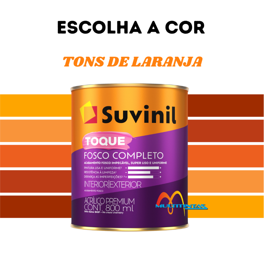 Tinta Acrílica Fosco 800ml Tons De Laranja Toque Fosco Completo Parede Suvinil - Home & Living
