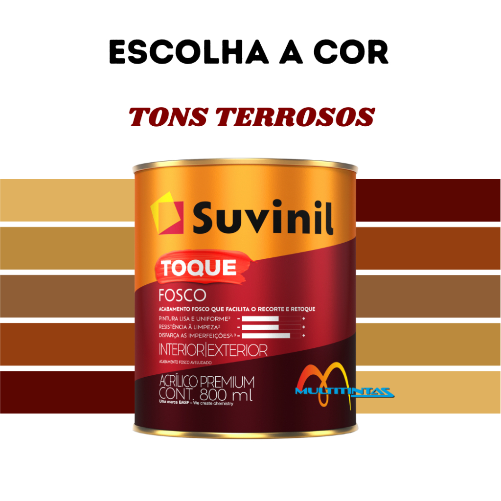 Tinta Acrílica Fosco 800ml Tons Terrosos Parede Toque Fosco Suvinil