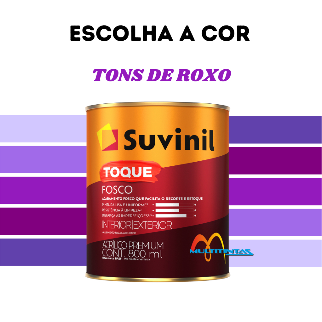 Tinta Acrílica Fosco 800ml Tons De Roxo Parede Toque Fosco Suvinil - Home & Living