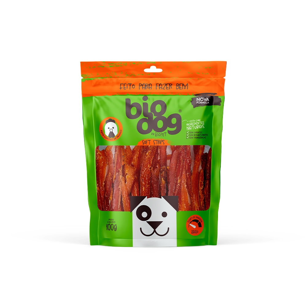 Bio Dog Soft Strips Tiras de Frango, Tiras de Cordeiro, Love Bits e Sushi Petisco Natural para Cães