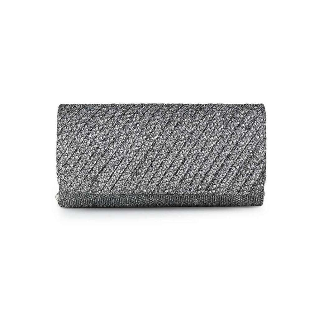 Bolsa Feminina Clutch Prata com Glitter e Alça de Corrente – Perfeita para Festa, Casamento e Balada