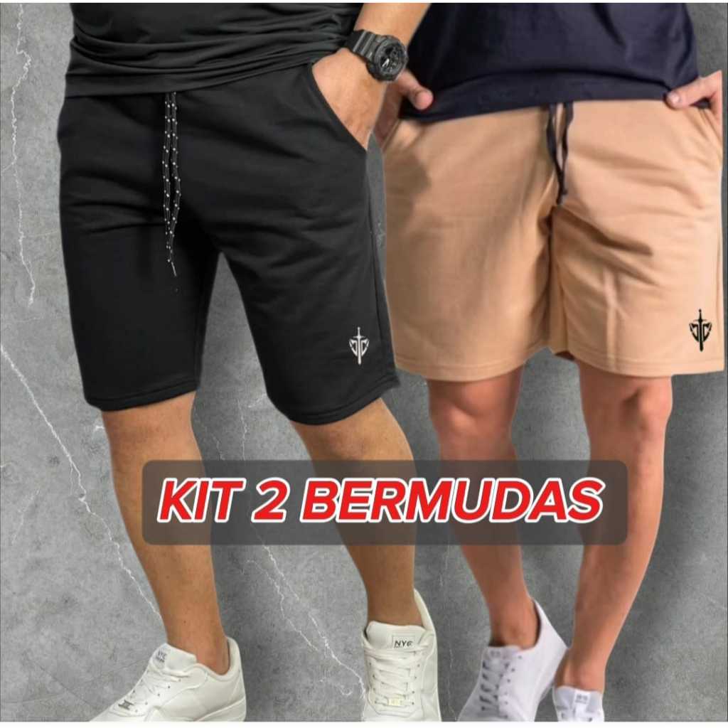 Kit 2 Bermuda Masculina Plus Size Moletom Leve Short Masculino Moletinho Basico P ao G4