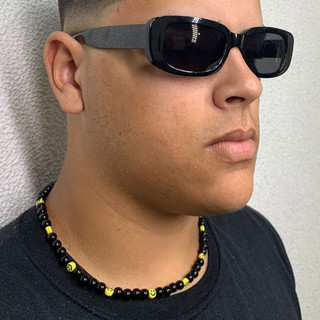 Colar Choker Masculino Feminino de Pérolas Gargantilha de Perola Smile Cordão de perola 8mm colar de pérola masculino