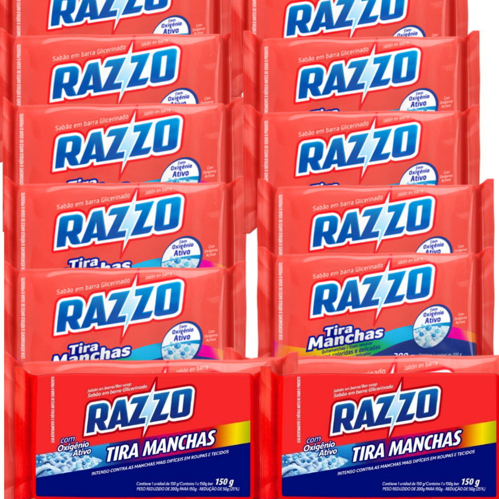 Kit 12  Sabão Em Pedra Razzo Tira Manchas 150g Cada em Oferta na Shopee