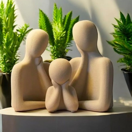 Decoração Kit Escultura Família Em Gesso Perfeito Para Casas Escritórios E Salas Modernas