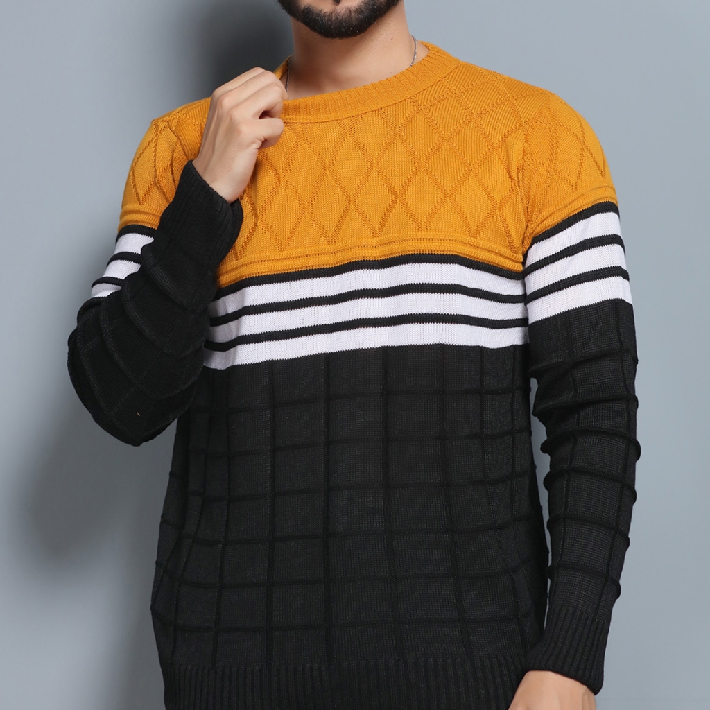 Sueter tricot masculino blusa de frio gola redonda manga longa blusa de Lã