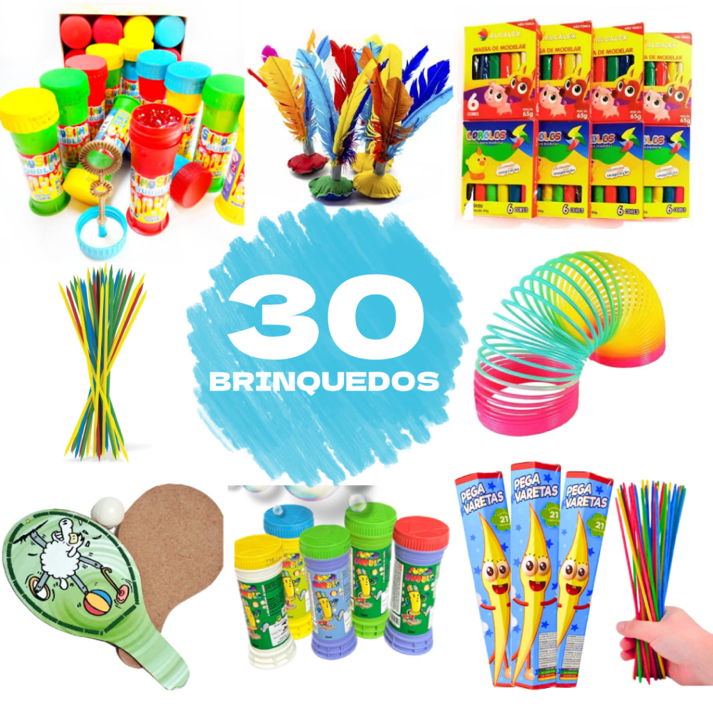 Kit c/ 30 Brinquedos Educativos e Baratos Lembrancinhas Perfeitas para Festa infantil Presente