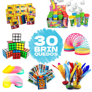 Kit 30 Brinquedos Infantil Lembrancinha Sacolinha Surpresa Pega Varetas Cubo Mágico Peteca Bolha em Oferta na Shopee