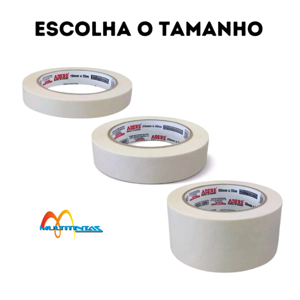 Fita Crepe Escolha o Tamanho 18mm, 24mm, 48mm x 50m Uso Geral Adere