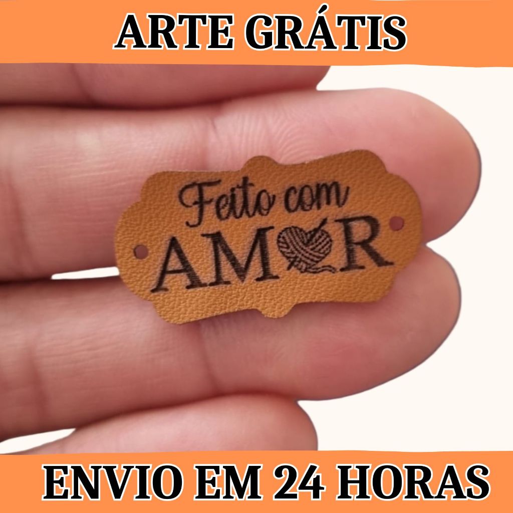 Etiqueta Personalizada Couro Sintético Premium Artesanato kit 10 20 30 unidades