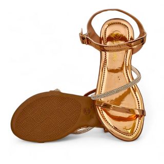 Sandália Infantil Feminina Traseiro Fivela Strass Invertido