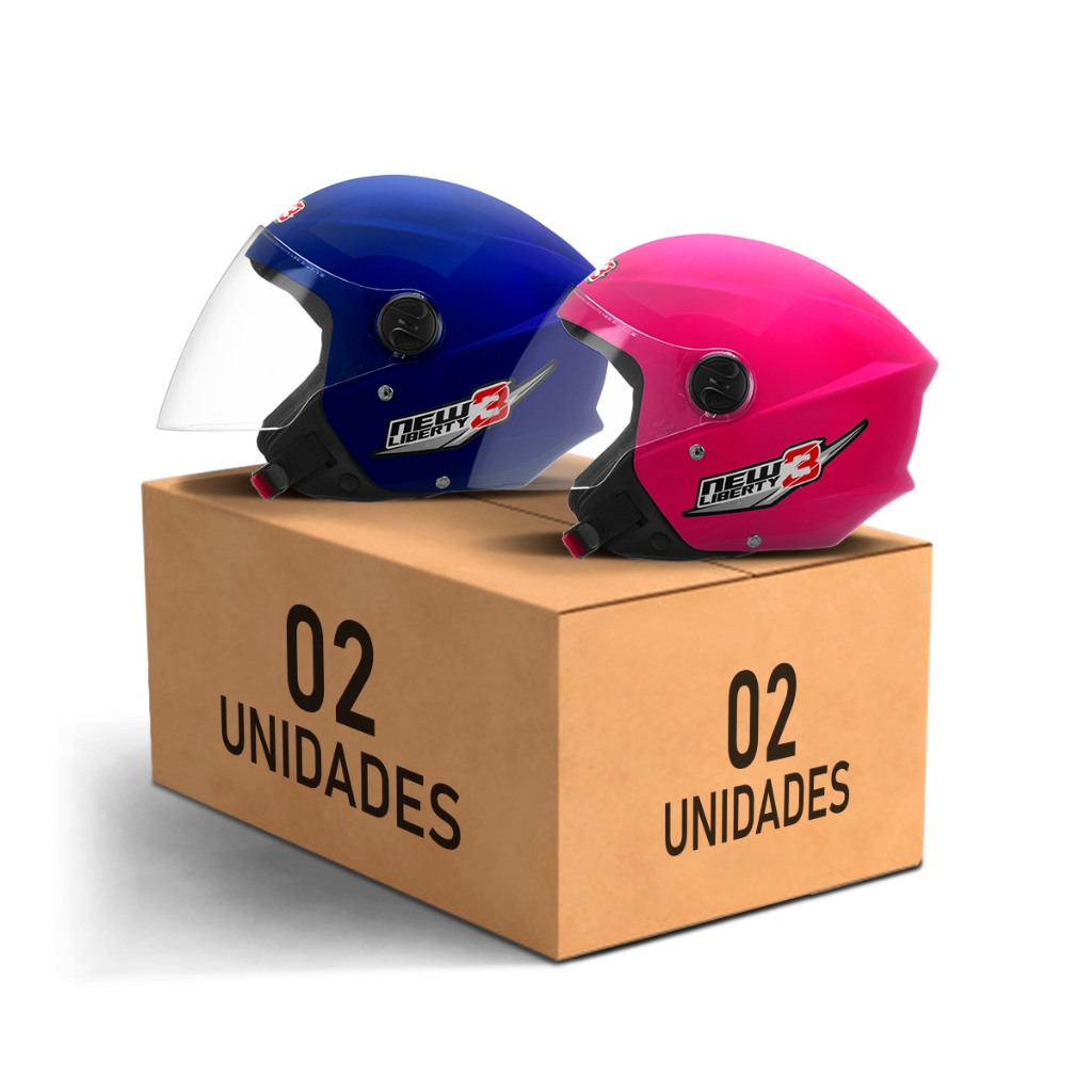 Kit Capacete De Moto Aberto Feminino E Masculino Casal New Liberty 3 Pro Tork Azul - Spare Parts and Accessories for Vehicles
