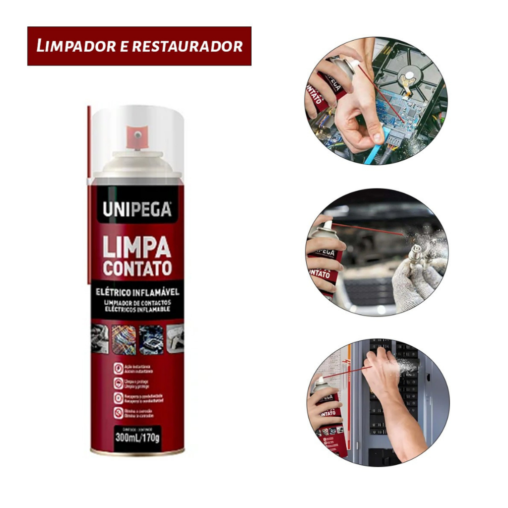 Limpa Contato Placa De Circuitos, Peças Eletrônicas 300ml - Unipega em Oferta na Shopee