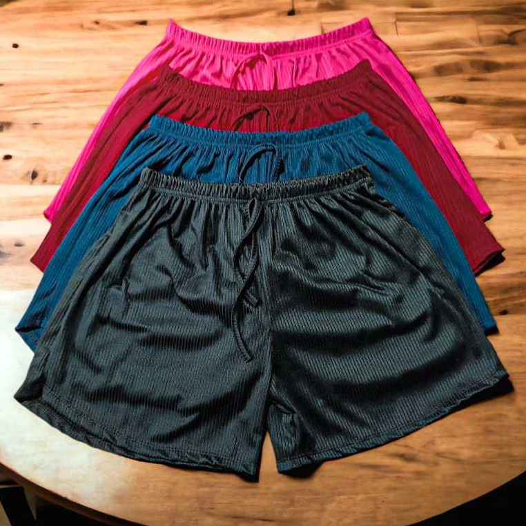 Kit 4 Shorts Bermuda Canelado Feminino Plus Size Verão Soltinho Confortável Várias Cores G...