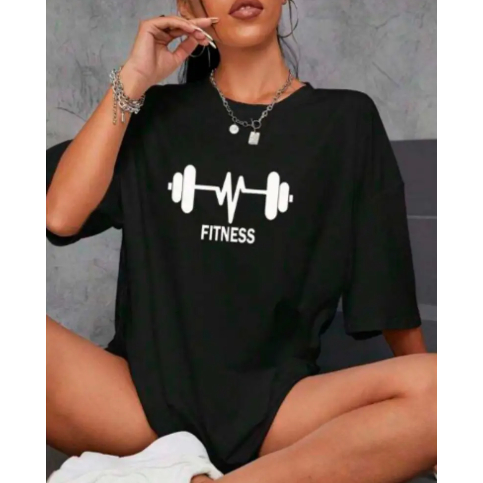 Camiseta Camisa Feminina Oversized Algodão Academia Treino