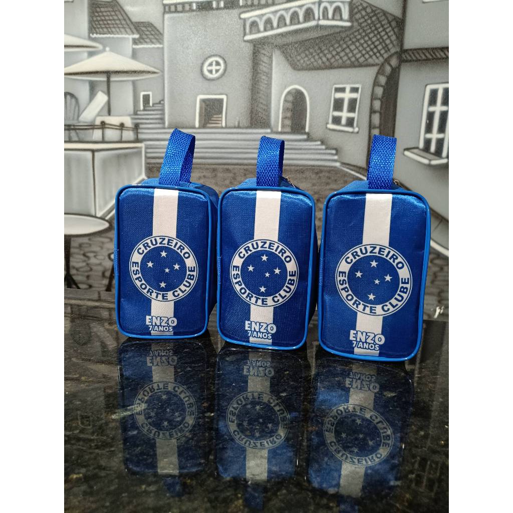 25 BOLSINHAS PERSONALIZADAS NECESSAIRE TIME CRUZEIRO FUTEBOL LEMBRANCINHA FESTA ANIVERSARIO LEMBRANCA