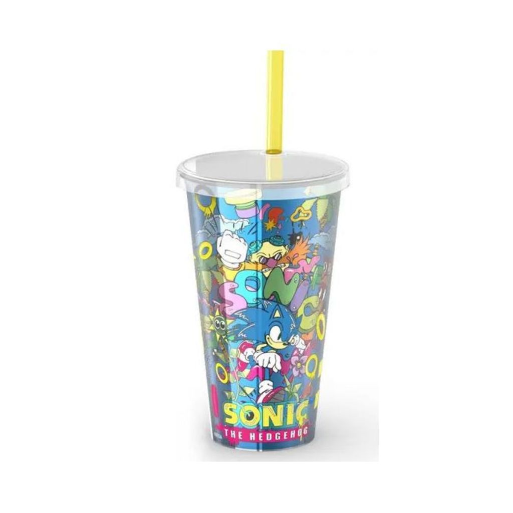 Copo Sonic com Canudo Holográfico Acelere para a Diversão copo para refrigerantes e suco