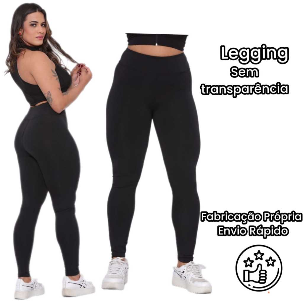 Calça Legging Básica Cintura Alta sem Transparência Tecido Neoprene Sem Transparencia