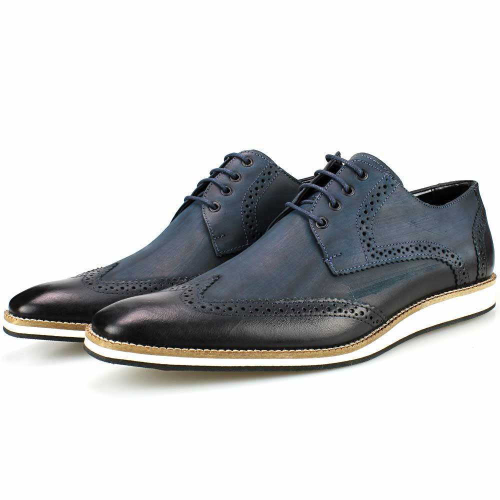 Sapato Social Masculino Couro Bico Fino e Casual Solado EVA Confortável e Elegante