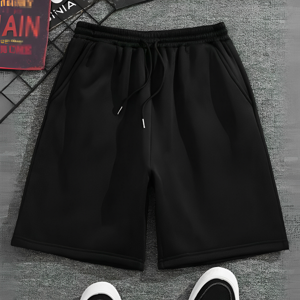Bermuda Short Masculino Street Wear Modinha Moletinho Liso Casual Confortável Elástico Com Bolsos