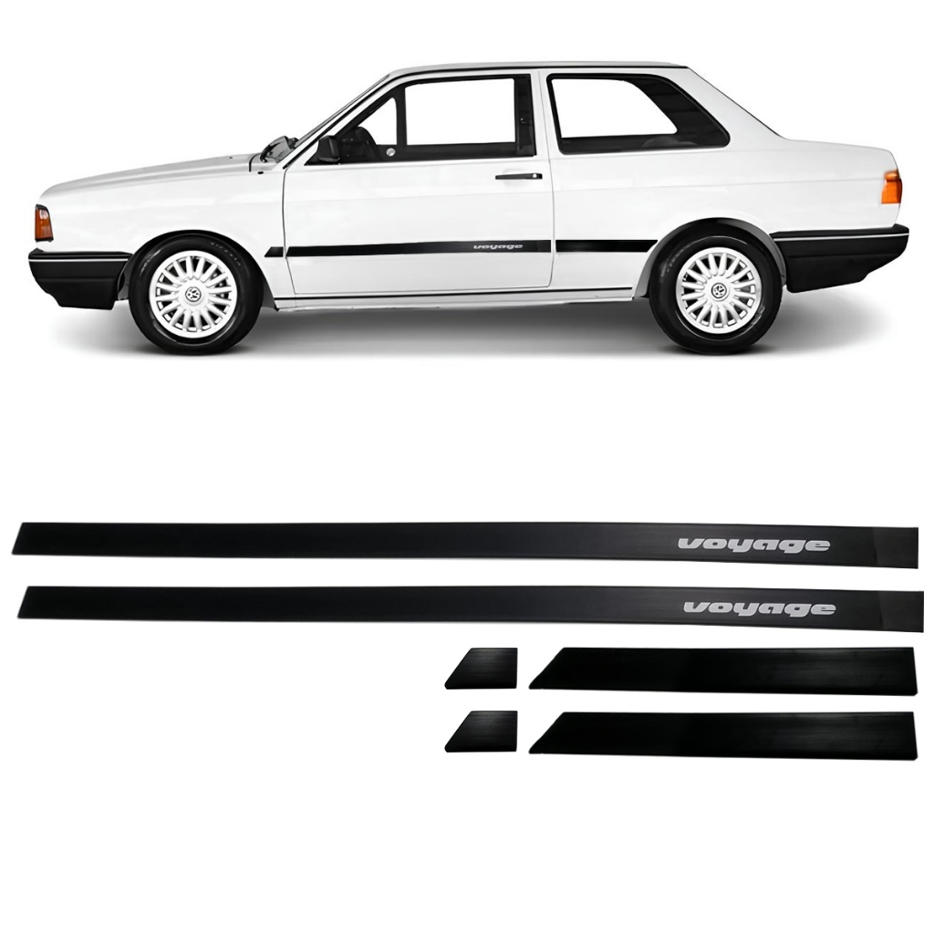 Jogo Friso Lateral Voyage CL 2 Portas 1987 1988 1989 1990 1991 1992 1993 1994 Preto