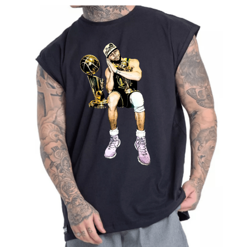 Camiseta Regata Oversized Masculina Camisa Curry Estampado Basquete