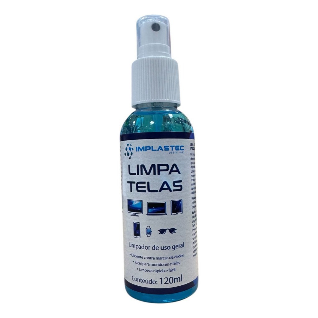 Limpa Telas E Lentes 60ml ou 120ml Implastec Clean Remoção De Manchas