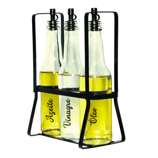 Porta Azeite Galheteiro com Suporte 3 Peças de Vidro adesivo em Oferta na Shopee