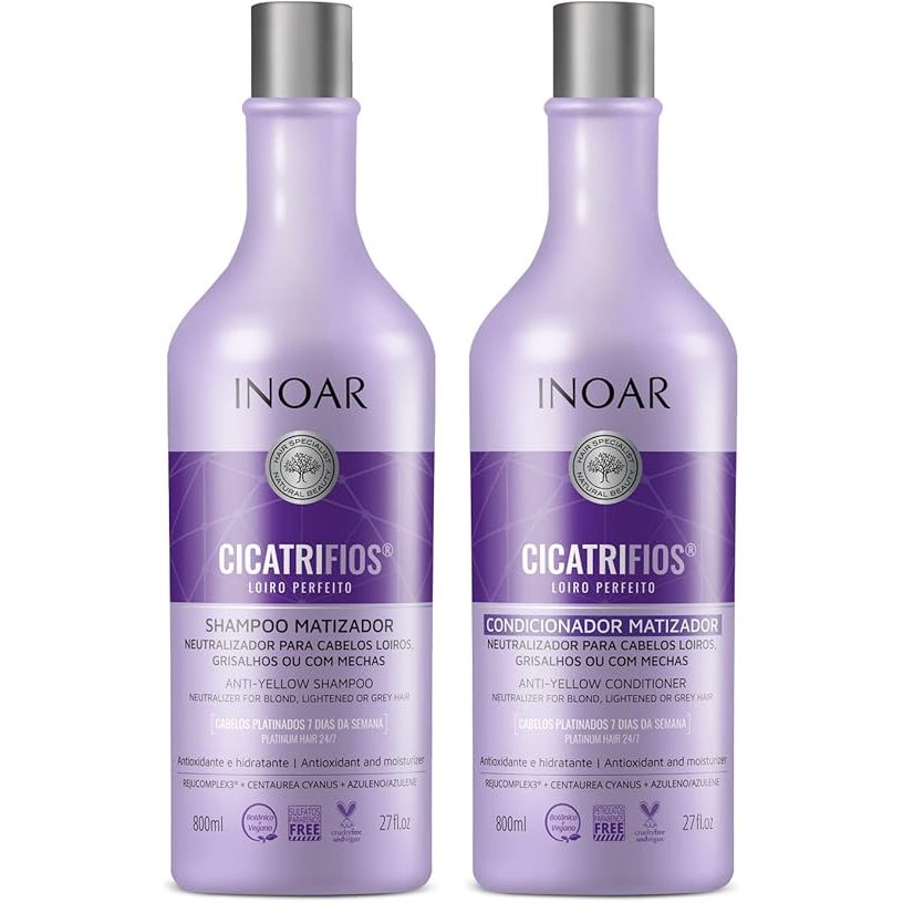 INOAR KIT CICATRIFIOS LOIRO PERFEITO SHAMPOO + CONDICIONADOR 800ML em Oferta na Shopee