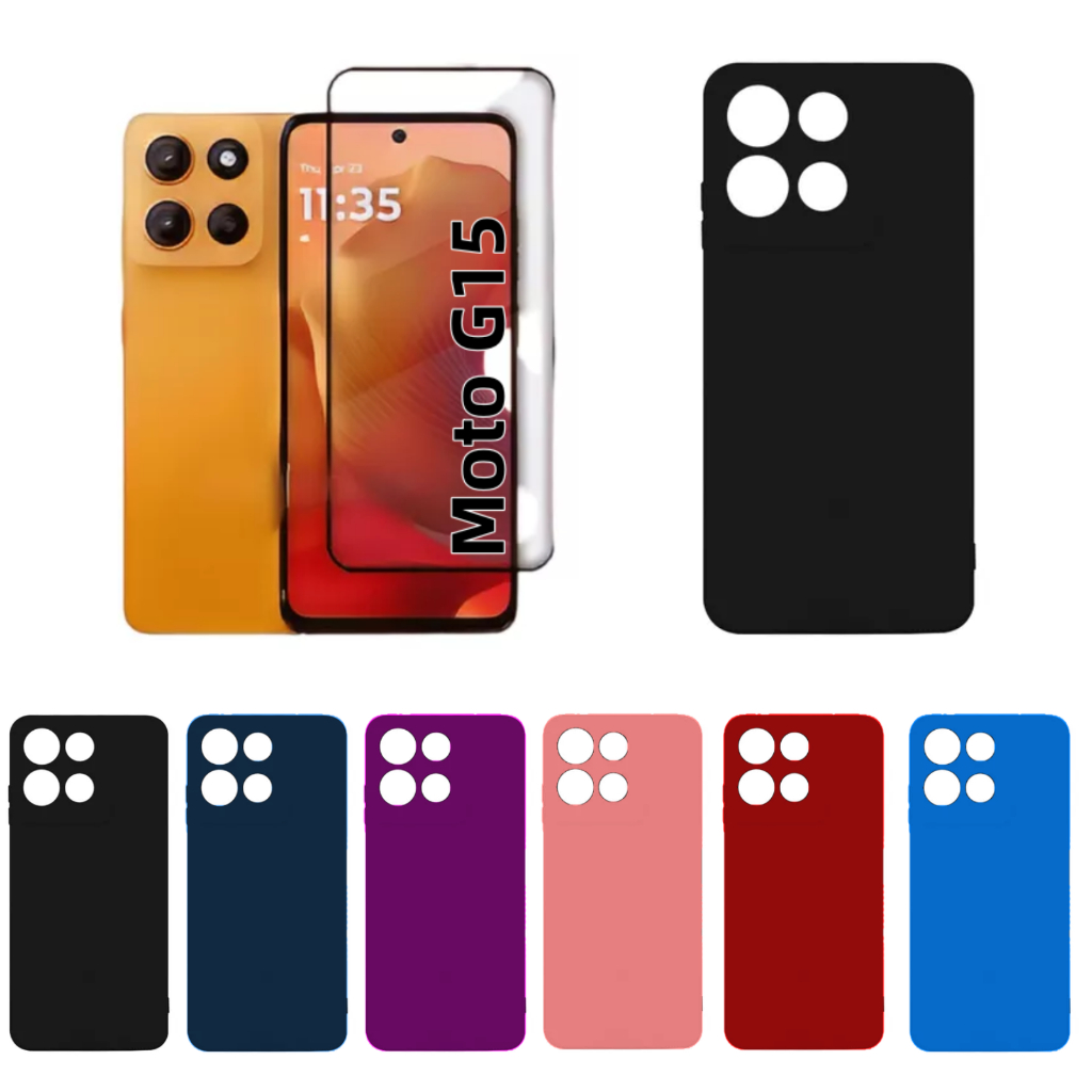 Pelicula Vidro 3D Moto G15 Motorola + Capinha Aveludada Colorida Capa