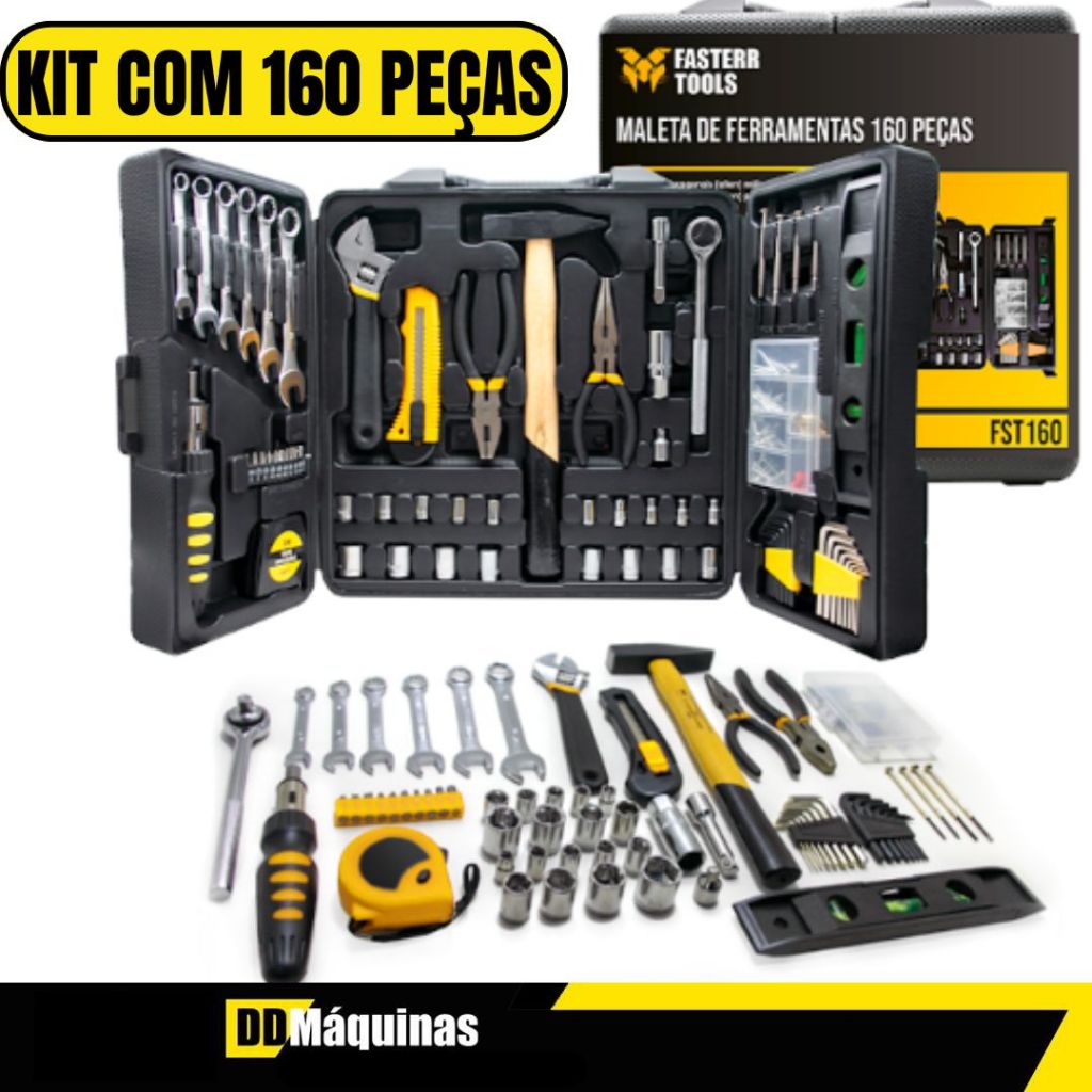 Kit de ferramentas 160 Peças Completo com Maleta Resistente - Fasterr em Oferta na Shopee