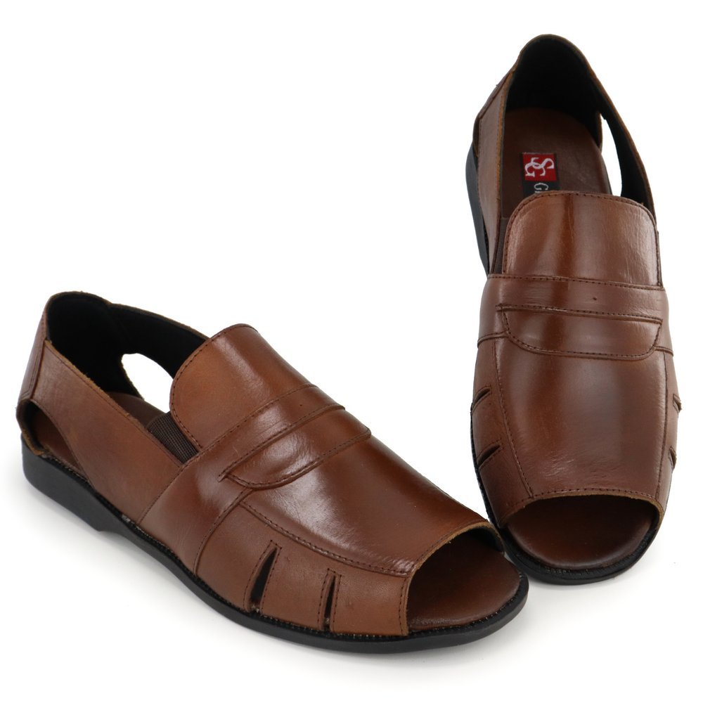 sandália franciscana masculina com salto ortopedico em tiras de couro modelo senhoril
