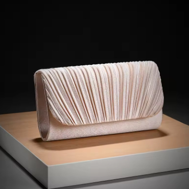 Bolsa Clutch Champanhe Feminina com Glitter e Brilho – Transversal, de Ombro ou de Mão para Festa